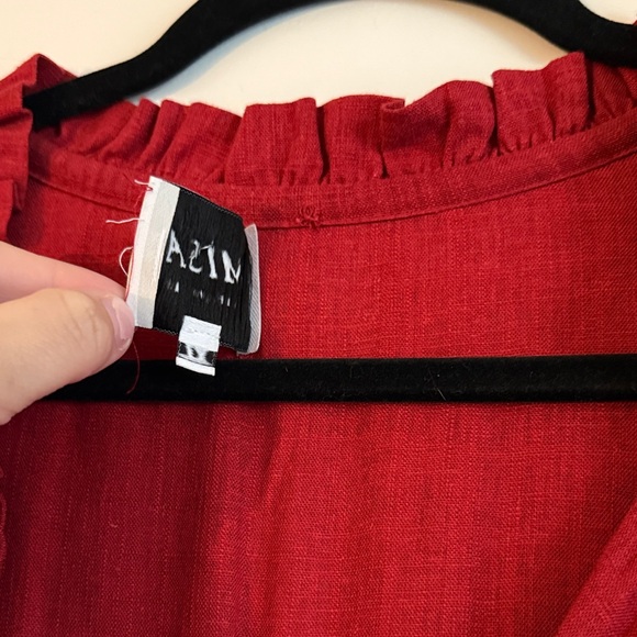 Misa Red Ruffle Tiered V-Neck Dress - Picture 3 of 7